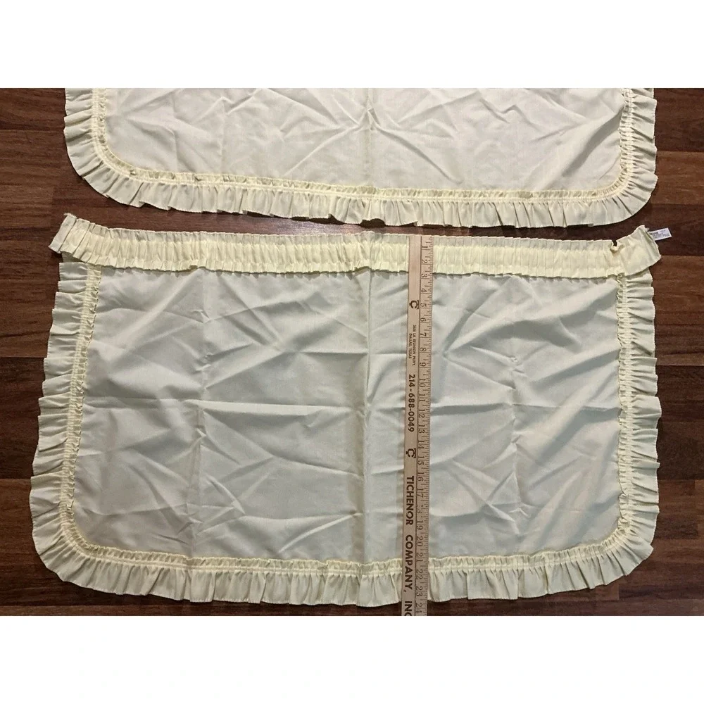 Pair Of SEARS Country Farmhouse Light Yellow Ruffled Cafe Curtain Panels 41 X 23